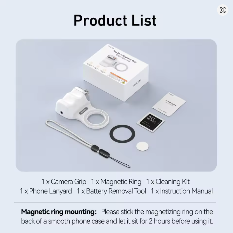 TELESIN Empuñadura Magnética MagSafe para Cámara de Teléfono: Asistencia de Disparo Profesional con Control Remoto