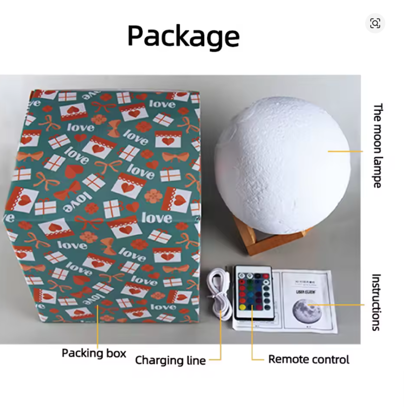 Lámpara de Luna 3D 10 CM Personalizada: Regalo Único con Foto y Texto, 16 Colores y Temporizador