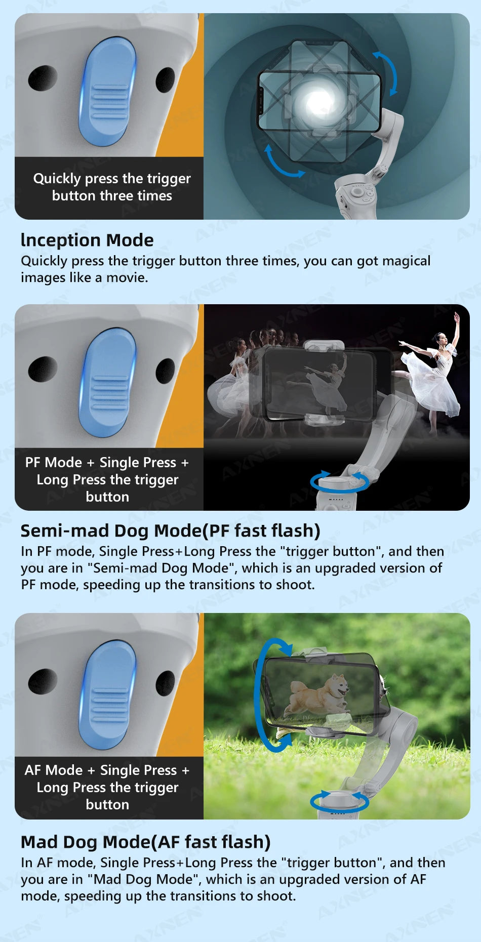 Estabilizador Cardán HQ6 de 3 Ejes para Móvil con Luz LED y Control IA | Android & iPhone