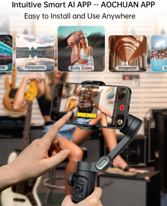 Estabilizador Cardán HQ6 de 3 Ejes para Móvil con Luz LED y Control IA | Android & iPhone