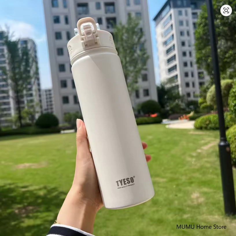 TYESO Botella 750ML Termo de Acero Inoxidable con Pajita: Mantén tus Bebidas Frías o Calientes