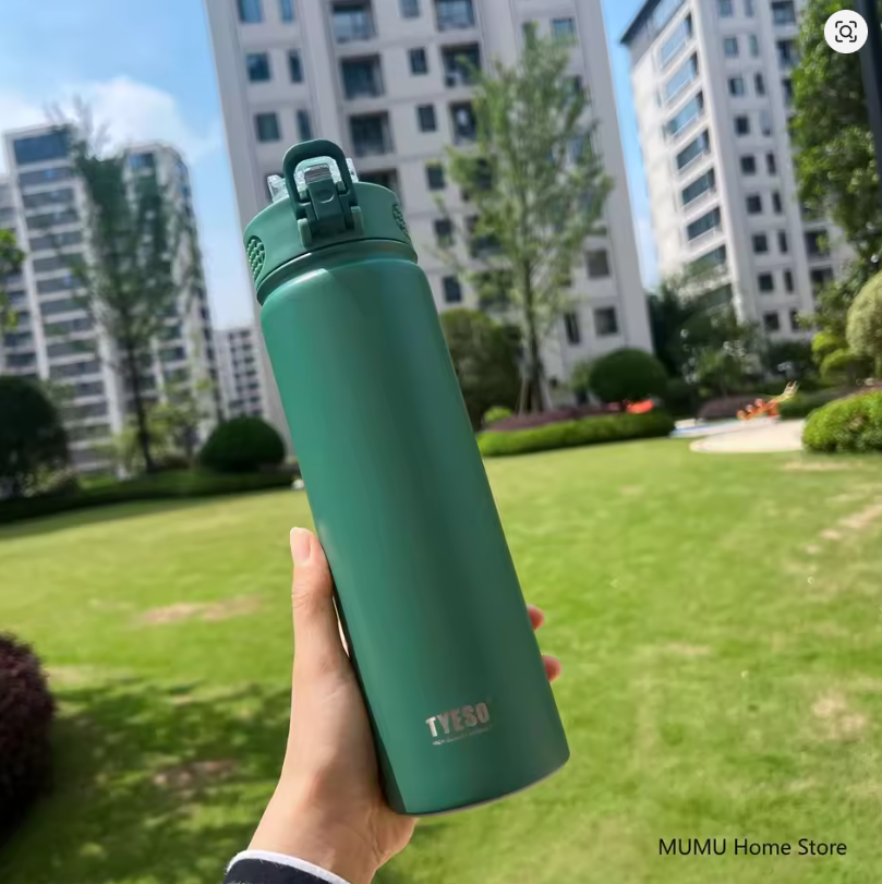 TYESO Botella 750ML Termo de Acero Inoxidable con Pajita: Mantén tus Bebidas Frías o Calientes