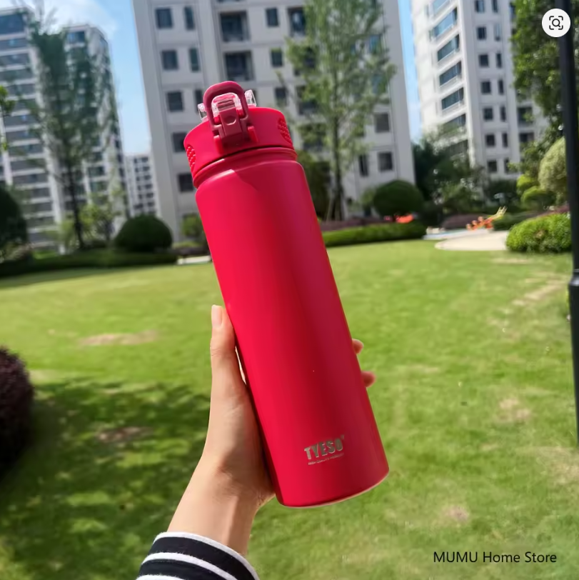 TYESO Botella 750ML Termo de Acero Inoxidable con Pajita: Mantén tus Bebidas Frías o Calientes