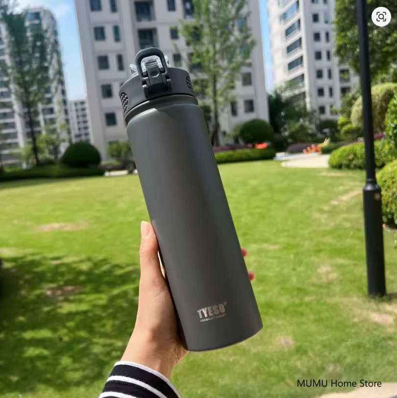 TYESO Botella 750ML Termo de Acero Inoxidable con Pajita: Mantén tus Bebidas Frías o Calientes