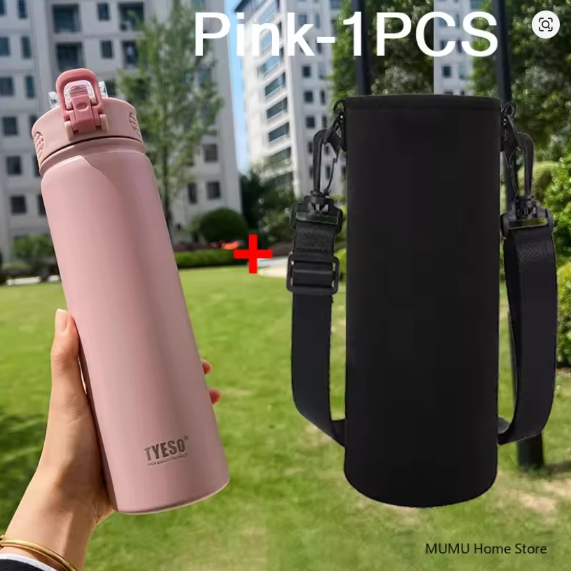 TYESO Botella 750ML Termo de Acero Inoxidable con Pajita: Mantén tus Bebidas Frías o Calientes