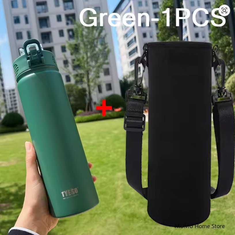 TYESO Botella 750ML Termo de Acero Inoxidable con Pajita: Mantén tus Bebidas Frías o Calientes