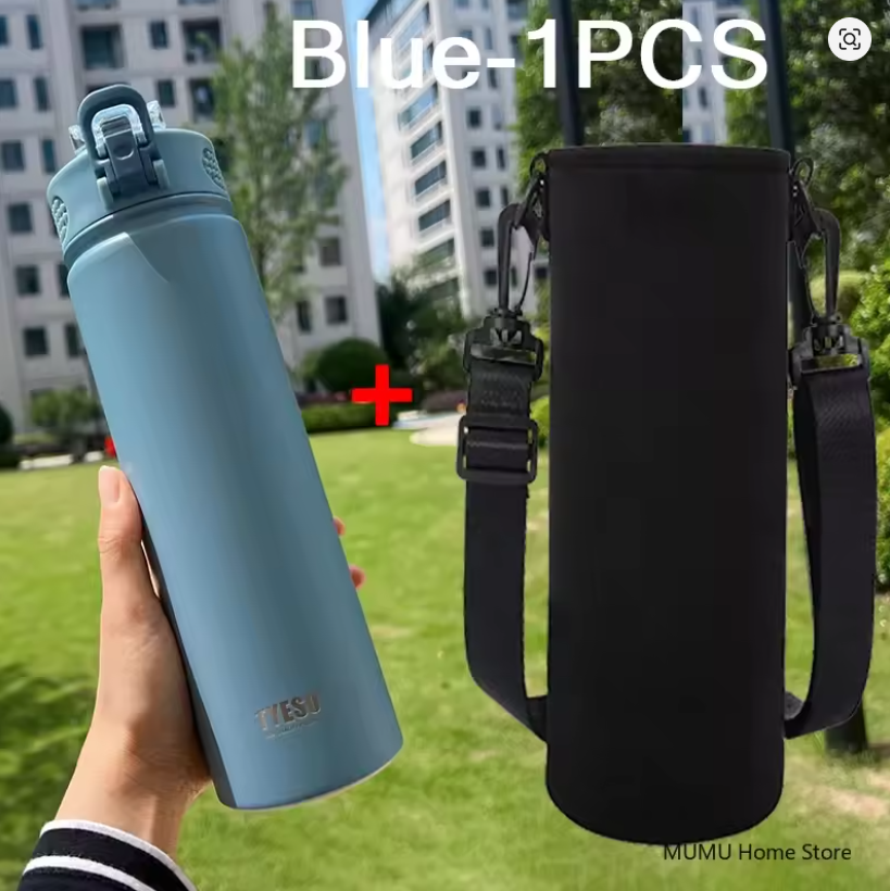 TYESO Botella 750ML Termo de Acero Inoxidable con Pajita: Mantén tus Bebidas Frías o Calientes