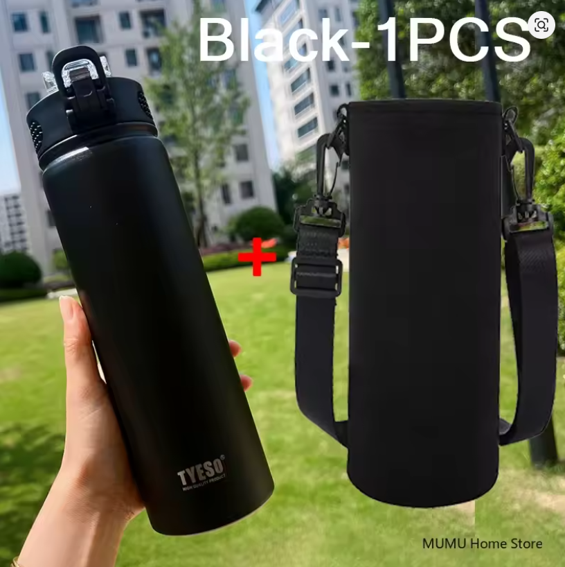 TYESO Botella 750ML Termo de Acero Inoxidable con Pajita: Mantén tus Bebidas Frías o Calientes