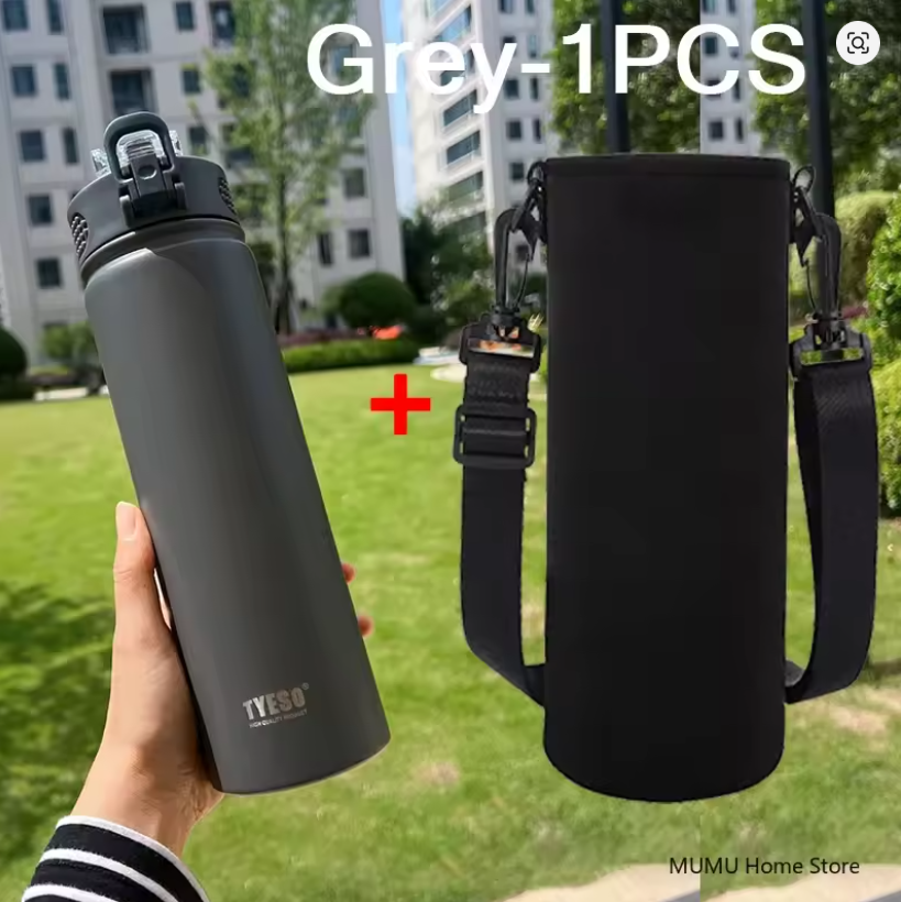 TYESO Botella 750ML Termo de Acero Inoxidable con Pajita: Mantén tus Bebidas Frías o Calientes