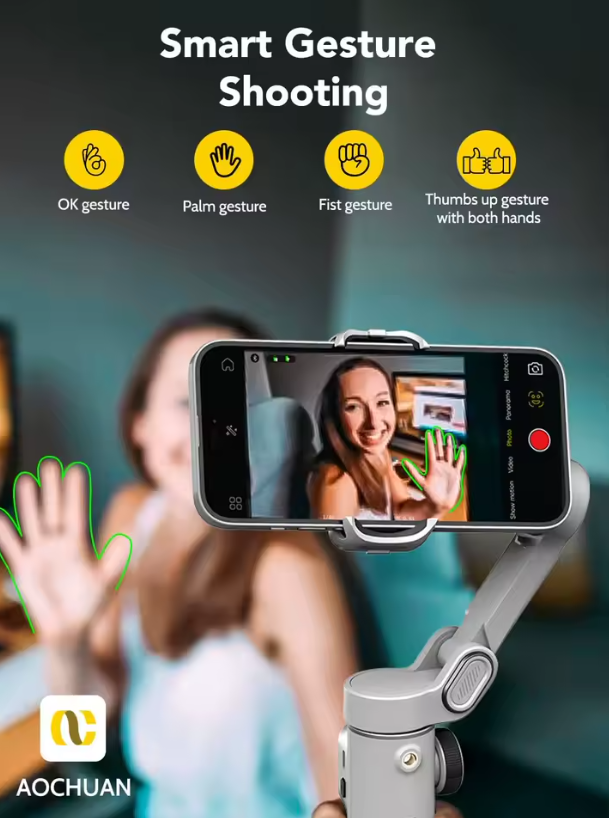 Estabilizador Tripode Cardán de Mano de 3 Ejes con Varilla de Extensión y Pantalla LED