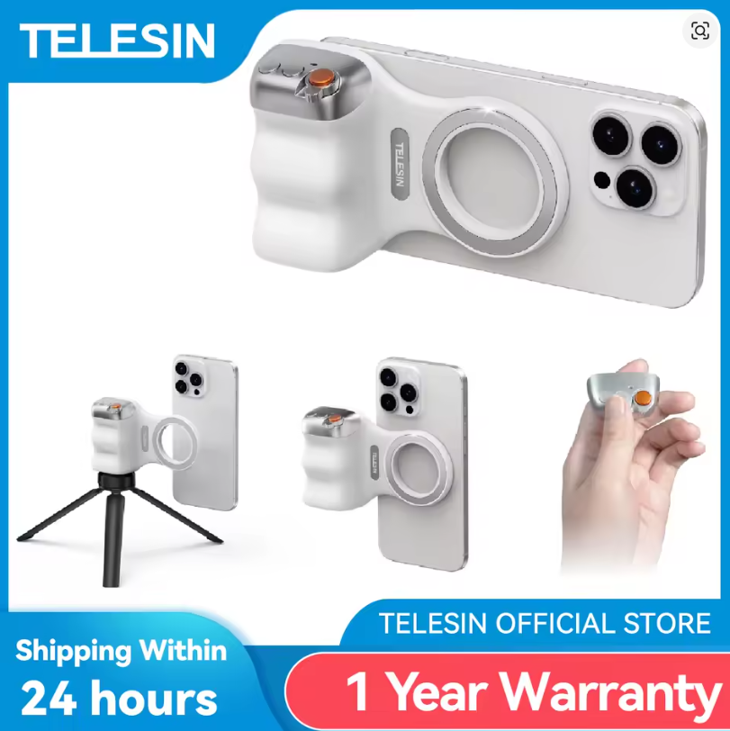 TELESIN Empuñadura Magnética MagSafe para Cámara de Teléfono: Asistencia de Disparo Profesional con Control Remoto