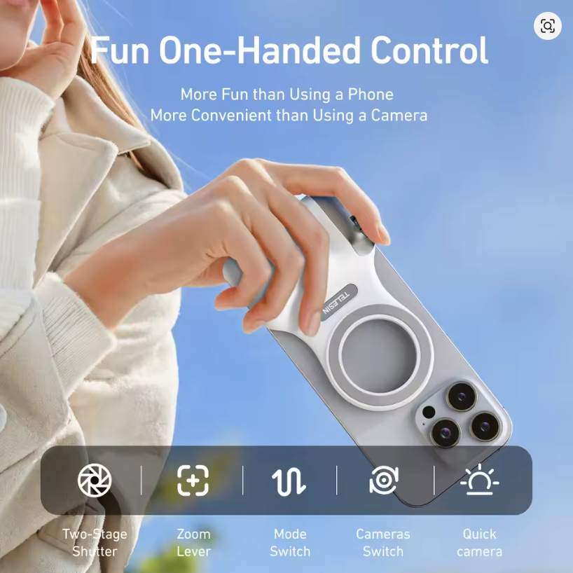 TELESIN Empuñadura Magnética MagSafe para Cámara de Teléfono: Asistencia de Disparo Profesional con Control Remoto