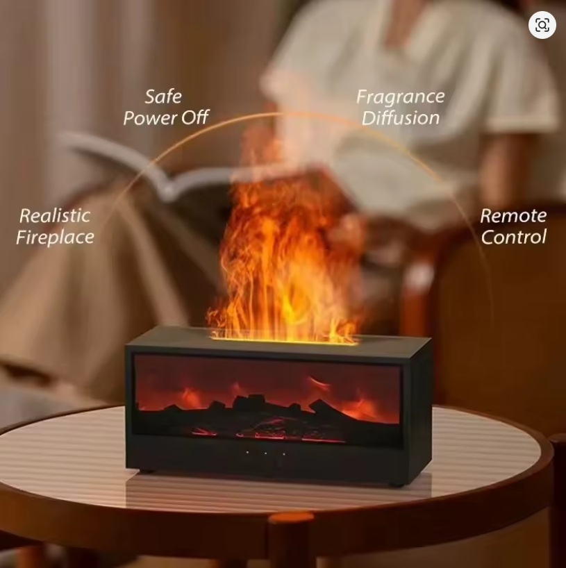 Difusor de Aceites Esenciales Chimenea: Ambiente Relajante con Efecto Llama Realista y Control Remoto