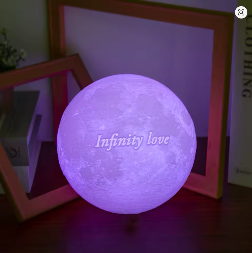 Lámpara de Luna 3D 10 CM Personalizada: Regalo Único con Foto y Texto, 16 Colores y Temporizador