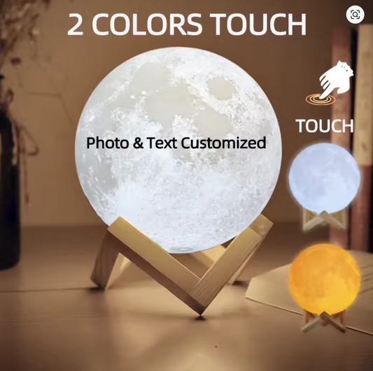 Lámpara de Luna 3D 10 CM Personalizada: Regalo Único con Foto y Texto, 16 Colores y Temporizador